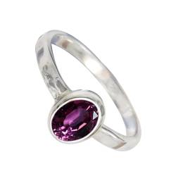 SILVERNROCK Rhodolith Lab Grown Ring aus massivem 925er Sterlingsilber, Steinbandring, handgefertigt, für Herren und Damen, Schmuck ERG1080AW_53 (16.9) von SILVERNROCK