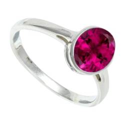 SILVERNROCK Rubyllite Lab Grown Ring Massiver 925er Sterlingsilber-Steinbandring Handgefertigt für Männer Frauen Schmuck ERG1156AQ_54 (17.2) von SILVERNROCK