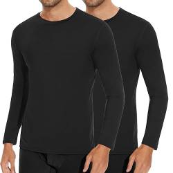 SIMIYA Herren Thermounterwäsche Oberteile Langarm - Winter Innenfleece Thermoshirt Longsleeve Funktionsunterwäsche Warm Unterwäsche Männer Rundhalsausschnitt Weich Unterhemd(Schwarz*2,XL) von SIMIYA