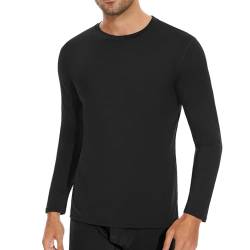 SIMIYA Herren Thermounterwäsche Oberteile Langarm - Winter Innenfleece Thermoshirt Longsleeve Funktionsunterwäsche Warm Unterwäsche Männer Rundhalsausschnitt Weich Unterhemd(Schwarz,M) von SIMIYA