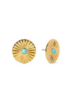 SINGULARU - Ohrringe Turquoise Solei - Ohrringe aus 18Kt vergoldetem Messing- und mit Naturstein-Details - Schraubverschluss - Damenschmuck von SINGULARU