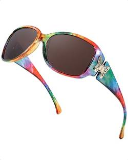 SIPHEW Trendige polarisierte Sonnenbrille für Damen, übergroßer Retro-Rahmen, modische Schmetterlings-Akzente, UV400-Schutz von SIPHEW