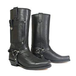 Western Cowboy Stiefel Männer Stiefel Square Toe PU Leder Stiefel Vintage Leder Steampunk Ritter Schuhe Low Heel Mid Tube Rider Pferd Motorrad Stiefel für Cos Props,Schwarz,41 von SIULAS