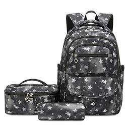 SIVENKE Schulrucksack Mädchen Teenager Damen Schultasche Rucksack Set Schulranzen für Mädchen Schule Freizeit mit Lunchpaket Tasche und Mäppchen von SIVENKE