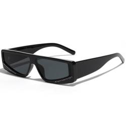 SJZZJSBX Modische Cat-Eye-Punk-Sport-Sonnenbrille für Männer und Frauen, trendige Persönlichkeitsschattierungen, Herren-Sonnenbrille, UV400, Schwarz / Grau, Einheitsgröße von SJZZJSBX