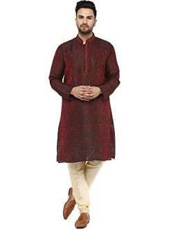 SKAVIJ Herren Tunika Indische Kurta Pajama Traditionelle Outfit Set (Kastanienbraun, S) von SKAVIJ