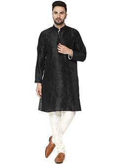 SKAVIJ Herren Tunika Kurta Pajama Set Indisch Party Tragen Outfit (Schwarz, S) von SKAVIJ