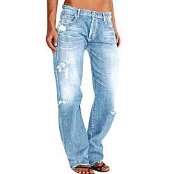 Boyfriend Jeans Damen | Highwaist Jeanshosen Für Low Waist Y2k Hiphop Weite, Leichte Sommerhose Weite Hosen Sommer Lässige Breite Schlupfhose Cargohose Bauchweg-Jeans Sommerjeans ( Light Blue, XXL ) von SKFLABOOF