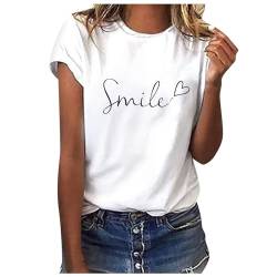 Damen Oberteile Sommer Tshirt Kurzarm Bluse mit Rundhals ausgefallene Drucken T-Shirt Tee Tops Teenager Mädchen Basic Shirt Tunika Freizeit modische T Shirts Longbluse für Frauen von SKFLABOOF