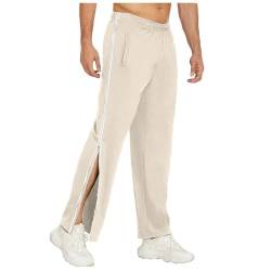 SKFLABOOF Reha Hose Damen Herren | Jogginghose mit Seitlicher Reissverschluss Zum Öffnen Trainingshose Postoperative Sporthose (Weiss, L) von SKFLABOOF