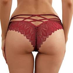 SKFLABOOF Strings & Tangas Für Damen - Damen Ouvert Slip Strings Tanga Erotische Damen Höschen Sexy Unterhosen Dessous Offener Schritt Spitze Reizvoller Niedrige Taille Erotik Panties Unterwäsche von SKFLABOOF