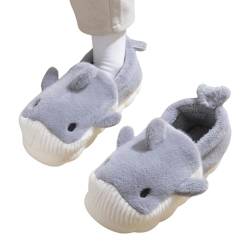 SKRAKHUO Hausschuhe Shark Slipper Winter Plüsch Warm Warm-grau-42-43 von SKRAKHUO