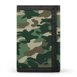 SKTNBM Dreifach gefaltete Brieftasche, schmal, mit grünem Camouflage-Druck, Vordertasche, beste dreifach gefaltete Geldbörse für Herren, schlank und elegant für Damen und Herren, Schwarz, von SKTNBM