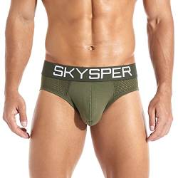 SKYSPER Herren Jockstrap Strings Tanga Boxersshorts Sexy Unterwäsche mit Bein Riemen Männer Sportunterwäsche Sport Unterhose, SG07 Grün, L von SKYSPER