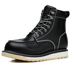 SL-Saint Handgefertigte wasserdichte weiche Moc Toe Goodyear-welted Stiefel Classic Full Grain Leder (Schwarz, Erwachsene, Herren, 46, Numerisch, EU Schuhgrößensystem, M) von SL-Saint