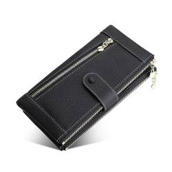 Damen Geldbörse Damen-Geldbörse mit Reißverschluss (Color : Black, Size : 11x2x19.5cm) von SLEDEZ