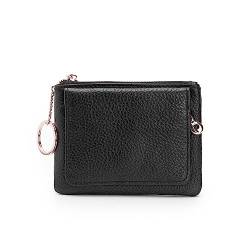 Mini-Geldbörse für Damen Kurze Damen-Geldbörse aus Leder mit Mini-Reißverschluss (Color : Black, Size : 10x2x13cm) von SLEDEZ