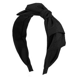 Stirnbänder für Damen Damen-Haarband mit Schleife, Retro, minimalistisch, Stirnband, vielseitiger Haarschmuck, Schwarz von SLEDEZ