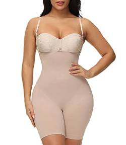 SLIMBELLE Stark Formend Bauch Weg Bodys Shaper Miederbody Formbody Shaping Figurformende Bodysuit Damen Frauen Shapewear Unterbrust Braun L von SLIMBELLE