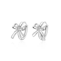 SLUYNZ Sterlingsilber Schleife Creolen für Frauen Teen Mädchen Bowknot Kleine Creolen Huggie (A-Silver) von SLUYNZ