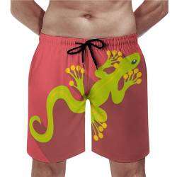 SMACQ Badehose Herren Grüner Gecko Swim Trunks Schnelltrocknend Badeshorts Schwimmhose Boardshorts Mit Kordelzug S von SMACQ