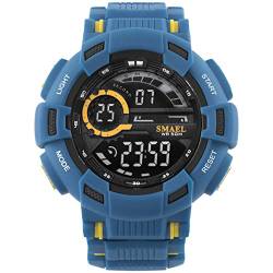Unisex Led Digital Armbanduhr,Elektronische MilitäR Tactical Uhren,Outdoor Multifunctionuhr,50 M Wasserdicht Elektronische Sport Armbanduhr,Blau von SMAEL