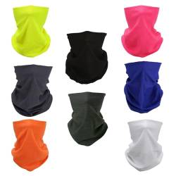 SMEHCF 8 Mehrzweck Bandanas für Damen Herren Stirnband Sturmhaube Haar Kopftuch Gesicht Halbmaske Halsmanschetten atmungsaktiv waschbar Schwarz Grau Blau Grün Weiß Neongelb Rosa Orange von SMEHCF