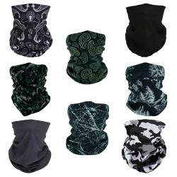 SMEHCF 8 Mehrzweck Bandanas für Damen Herren Stirnband Sturmhaube Haar Kopftuch Gesicht Halbmaske Halsmanschetten atmungsaktiv waschbar Schwarz Weiß Schneekiefer Camo Tarnung Konjac Blume von SMEHCF