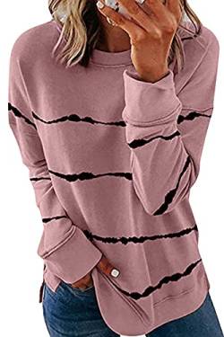 SMENG Damen Mode Pullover Damen Sweatshirt Damen Komfortabel Langarmshirt Damen Beiläufig Pullover Tunika-Top Rosa S von SMENG