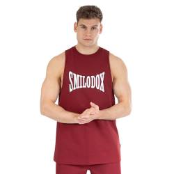 SMILODOX Herren Tank Top Classic Pro - Oversize Fit ärmelloses Oberteil mit Rundhals, Größe:S, Color:Bordeaux von SMILODOX