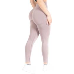 SMILODOX Leggings Damen Slayton Scrunch, Seamless Push-Up Sporthose High Waist V-Shape Bund Sportleggings Invisible Scrunch Blickdicht Yogahose für Fitness Gym Yoga & Alltag, Größe:M, Color:Violett von SMILODOX