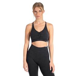 SMILODOX Sport BH Damen - Batik Acid Scrunch Sport Bra - Blickdicht rutschfest Crop Top - Schöner Rückenausschnitt - Atmungsaktive Tank Top für Yoga Fitness Gym, Größe:XL, Color:Schwarz von SMILODOX