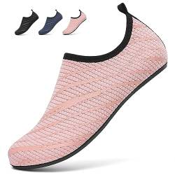 SMITWORLD Badeschuhe Aquaschuhe für Herren Damen rutschfest, Wasserschuhe Strandschuhe für Pool Kajakfahren Angeln (Rosa, 42 EU) von SMITWORLD