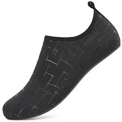 SMITWORLD Schwimmschuhe Badeschuhe für Damen Herren Leicht, Strandschuhe Wasserschuhe für Schwimmen Tauchen Schnorcheln (Schwarz, 44 EU) von SMITWORLD