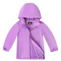 SMONTY Kinder Regenjacke Winddicht und Wasserdicht mit Kapuze Softshelljacke Jungen Mädchen Outdoorjacke Atmungsaktiv zum Wandern, Radfahren und Laufen(Lavendel, 134-140) von SMONTY