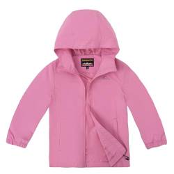 SMONTY Kinder Regenjacke Winddicht und Wasserdicht mit Kapuze Softshelljacke Jungen Mädchen Outdoorjacke Atmungsaktiv zum Wandern, Radfahren und Laufen(Pink, 122-128) von SMONTY