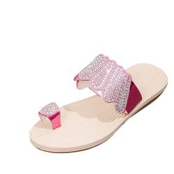 SMUXP 2025 Fitflop Sandalen für Damen, Guess Sandalen, Sandalias De Hombre, Keilsandalen, Sommer, große Größe, Strasssteine mit flachen Hausschuhen, rose, 38.5 EU von SMUXP