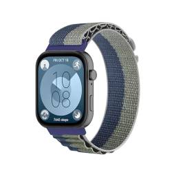 SMYAOSI Nylon Armband für Huawei Watch Fit 3, Schnalle aus Zinklegierung Verstellbarer Sport Armband für Huawei Watch Fit 3 Smartwatch Uhrenarmband für Herren Damen (Grün Blau) von SMYAOSI