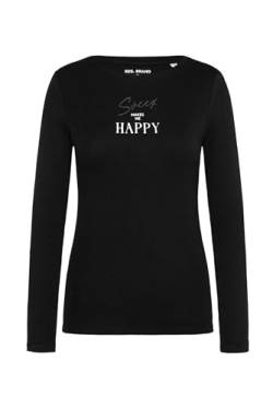 SOCCX Damen Basic Rippshirt mit Glitter Wording Black L von SOCCX