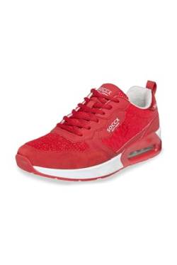 SOCCX Damen Sneaker im tonigen Materialmix Clear Red 41 von SOCCX
