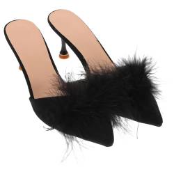 SOIMISS 1 Paar kapillare Sandalen Fell Hausschuhe klare Pumpen Bommel-Heels Damenschuhe damensneakerschuhe kühlende Hausschuhe für Damen transparente Kristallhausschuhe Sohle: Gummi Black von SOIMISS