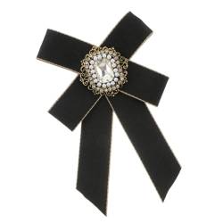 SOIMISS 2St Krawatte Frauen Fliege Hochzeitsband Fliege für Herren Retro-Perlenschleifenbrosche schwarzes Dekor elegant hochzeitsschmuck swor Modische Brosche Kleidungsbrosche Strass Black von SOIMISS