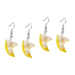 SOIMISS 3 Paare Bananen-Frucht-Ohrringe cute earrings süße ohrringe Trendige Ohrringe Geschenkidee Ohrhänger für Damen Mädchen Ohrringe Tropfenohrringe für Bananenliebhaber Harz von SOIMISS