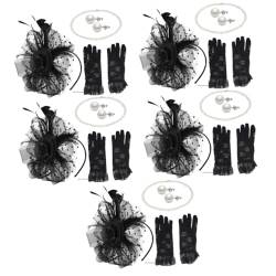 SOIMISS 5 Sätze Cocktailparty-hut Halloween-haarreifen Damen Hut Frauen Halsketten Haarschmuck Für Die Hochzeit Braut Hochzeitsschleier Vintage-hut Fascinator Stirnband Spitze Black von SOIMISS