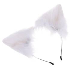 SOIMISS Plüsch-ohr-stirnband Cosplay Plüsch Ohr Haarreifen Ausgestopfter Hase Halloween Make-up-stirnband Plüsch-kaninchen-stirnband Plüsch Hasenohren Haarbänder Haarschmuck Weiß Metall von SOIMISS