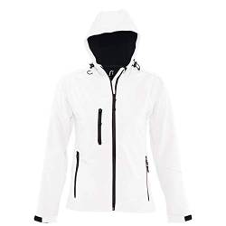 SOLS Damen Replay Softshell-Jacke mit Kapuze, atmungsaktiv, winddicht, wasserabweisend XL,Weiß von SOL'S