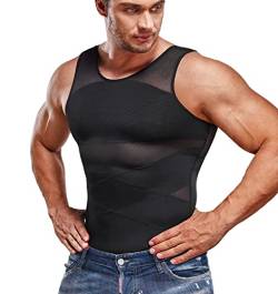 SOLCYSX Kompressionsshirt für Herren, schlankmachend, Unterhemd, Body-Shaper, Tank-Top für Gynomastika, ärmellos, Shapewear, Weste für Herren, schwarz, 4X-Groß von SOLCYSX