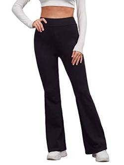 SOLY HUX Damen Schlaghose Yogahose Elastischer Bund Beinschnitt Sporthose Jogginghose Casual Lange Stretch Hosen Schwarz S von SOLY HUX