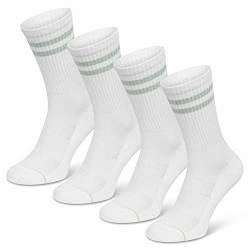 SOMEYOU 4 Paar Retro Tennissocken aus Bio-Baumwolle, Sportsocken mit Streifen Mintgrün, Atmungsaktiv, für Damen und Herren, Größe 43-47 von SOMEYOU