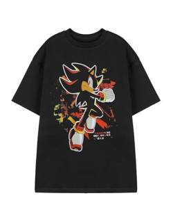 SONIC THE HEDGEHOG Shadow Paint Herren Schwarzes Grafik-T-Shirt | T-Shirt mit Schattencharakter-Design | Sonic Retro-Videospielbekleidung | Offiziell Lizenziertes Merchandise von SONIC THE HEDGEHOG